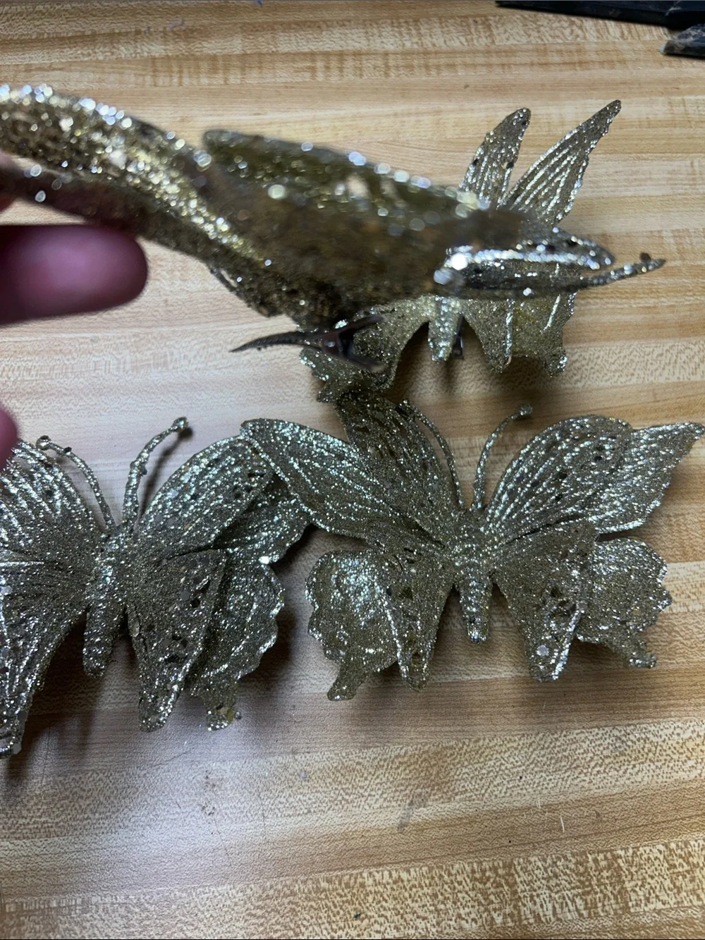 Sparkling Gold Butterfly Ornament - Decorative Holiday Accent